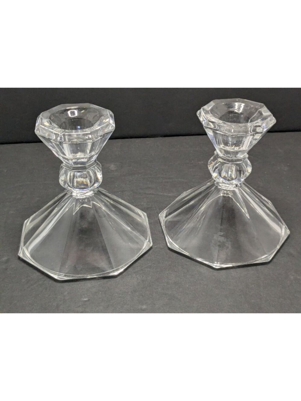 Vintage Deplomb Deplomo Lead Crystal Candlestick Holders Set Of 2 4 Inch